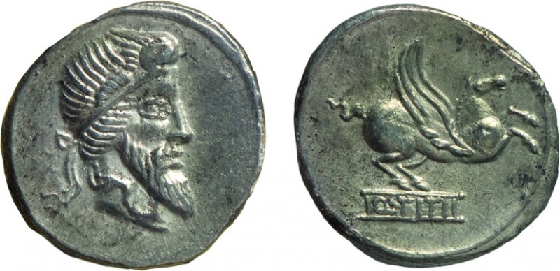 MONETE ROMANE REPUBBLICANE. GENS TITIA. DENARIO
Q. Titius (90 a.C.)
Argento, c...