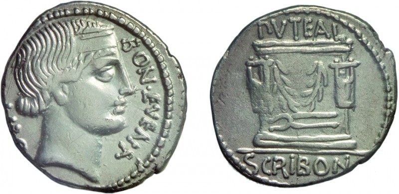 MONETE ROMANE REPUBBLICANE. GENS SCRIBONIA. DENARIO
L. Scribonius Libo (62 a.C....