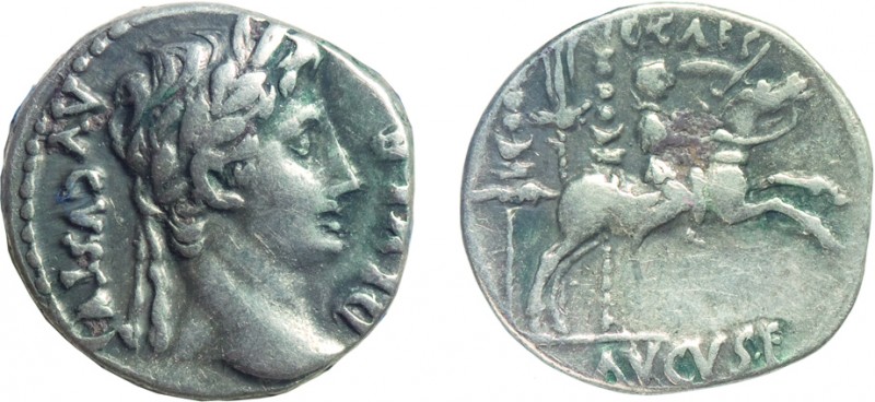 MONETE ROMANE IMPERIALI. AUGUSTO (27 a.C.-14 d.C.). DENARIO
Lugdunum (Lione), 8...
