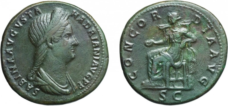 MONETE ROMANE IMPERIALI. ADRIANO (117-138) PER SABINA AUGUSTA. SESTERZIO
Roma. ...