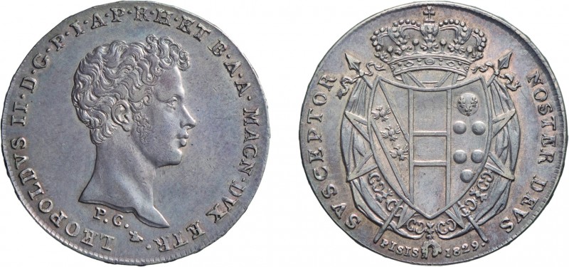 ZECCHE ITALIANE. FIRENZE. LEOPOLDO II (1824-1859). 
MEZZO FRANCESCONE 1829
Arg...