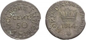 MONETE NAPOLEONICHE. NAPOLEONE RE D'ITALIA (1805-1814). PALMANOVA. 50 CENTESIMI 1814
Mistrura, 14,78 gr, 28 mm, ottima conservazione per il tipo, SPL...