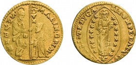 ZECCHE ITALIANE. VENEZIA. MARINO GRIMANI (1595-1605). ZECCHINO
Oro, 3,49 gr, 20 mm, dritto proveniente da conio arrugginito, BB.
D: MARIN GRIM ; S M...