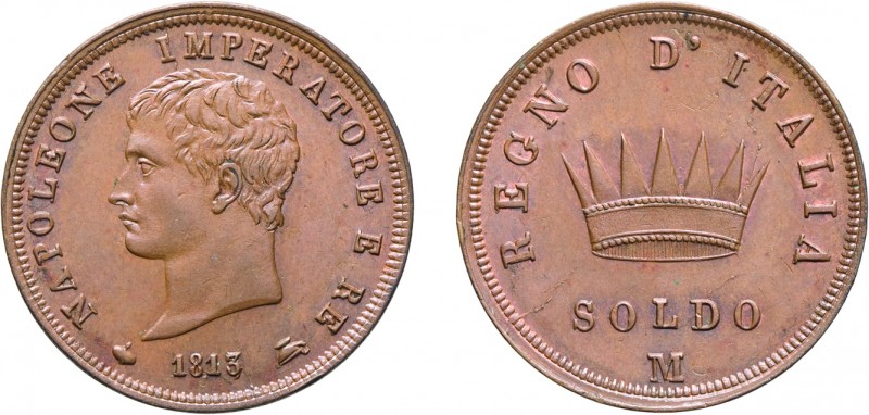 NAPOLEONE RE D'ITALIA (1805-1814). 
SOLDO 1813 MILANO
10,44 gr, 27 mm. Quasi F...