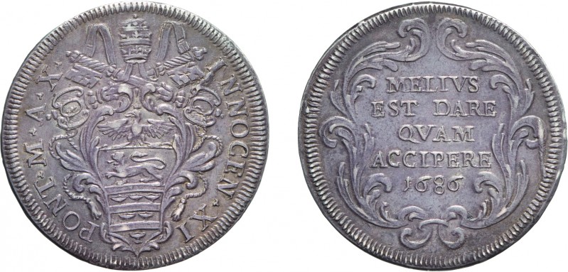 MONETE PAPALI. INNOCENZO XI (1676-1689) TESTONE 1686 A. X
Roma. Argento, 9,14 g...