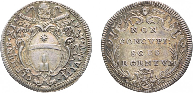 MONETE PAPALI. CLEMENTE XI (1700-1721). GIULIO A. VIII
Roma. Argento, 3 gr, 24,...