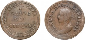 MONETE PAPALI. PIO VI (1775.1799). 
MADONNINA DA 5 BAIOCCHI 1797 A. XXIII ROMA
Rame, 17,40 gr, 32 mm. SPL
D: PIVS PAPA SEXTVS ANNO XXIII 1797. BAIO...