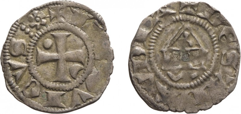 SAVOIA. LUDOVICO I BARONE DI VAUD (1286-1302).
DENARO COL TEMPIO
Nyon. Mistura...