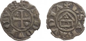SAVOIA. LUDOVICO II BARONE DI VAUD (1302-1350).
DENARO COL TEMPIO
del I tipo.
Nyon. Mistura, 0,69 gr, 16x15 mm, piccole mancanze, qBB.
D: + LVDOVI...