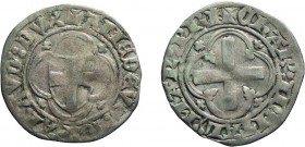 SAVOIA. AMEDEO VIII CONTE (1399-1416). MEZZO GROSSO CHIABLESE
del II tipo. Chambèry. Argento, 1,75 gr, 23 mm, qBB.
D: + AMEDEVS CO SABAUD' DVX Scudo...