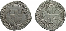 SAVOIA. LUDOVICO (1440-1465). DOPPIO BIANCO
Cornavin. Argento, 2,94 gr, 26x27 mm, buon BB. Rara.
D: + LVDOVICVS DVX SABAVDIE PR' Scudo di Savoia in ...