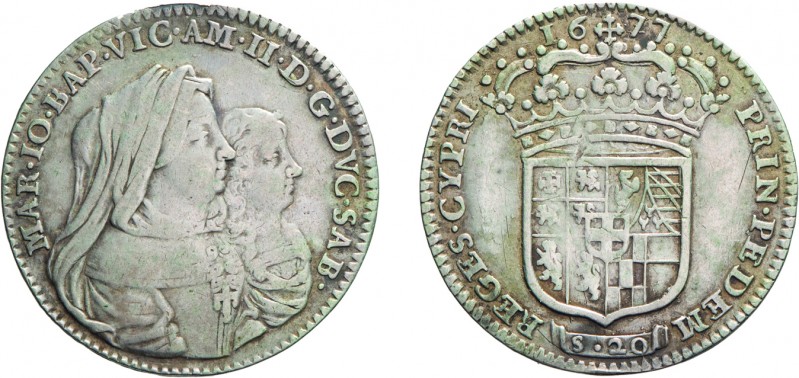 SAVOIA. VITTORIO AMEDEO II (1675-1730). LIRA 1677 
Reggenza della Madre (1675-1...