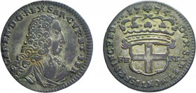 SAVOIA. CARLO EMANUELE III (1730-1755). 2,6 SOLDI 1735
del I tipo. Mistura, 3,86 gr, 20x19 mm, BB.
D: Busto del re corazzato a destra.
R: Scudo sab...
