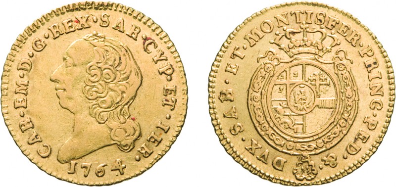 SAVOIA. CARLO EMANUELE III (1755-1773). MEZZA DOPPIA NUOVA 1764
Oro, 4,77 gr, 2...