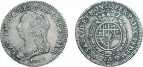 SAVOIA. CARLO EMANUELE III (1755-1773). UN QUARTO DI SCUDO NUOVO 1759
Argento, 8,56 gr, 30 mm, BB. Rara.
D: Semibusto del re a sinistra con sotto la...