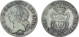 SAVOIA. CARLO EMANUELE III (1755-1773). MEZZO SCUDO SARDO 1771
Argento, 11,70 gr, 32 mm, piacevole MB. Rara
D: Testa del re a sinistra. Sotto, la da...