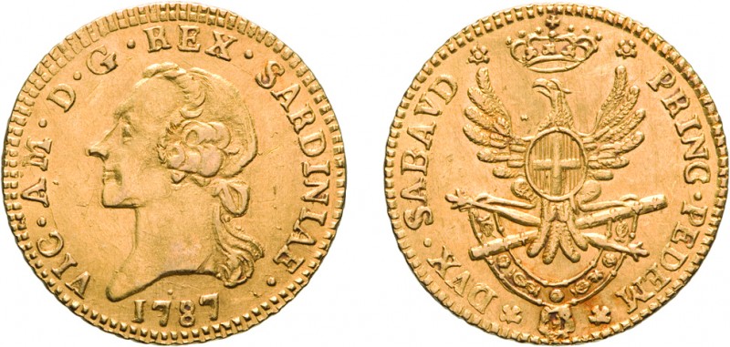 SAVOIA. VITTORIO AMEDEO III (1773-1796). MEZZA DOPPIA NUOVA 1787
Oro, 4,56 gr, ...