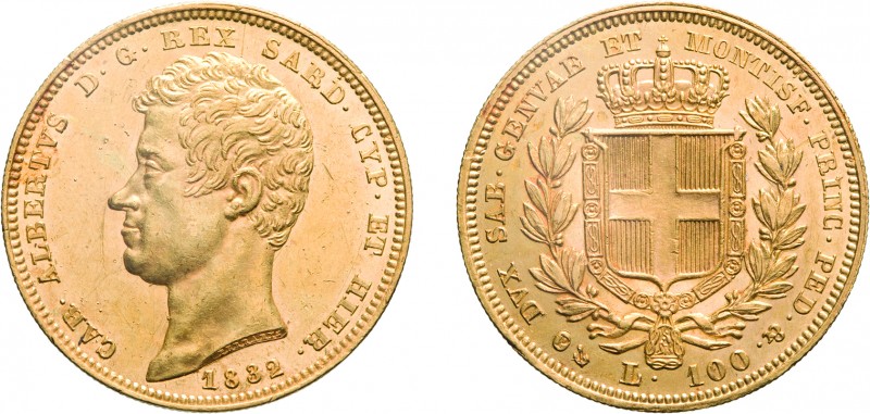 SAVOIA. CARLO ALBERTO (1831-1849). 100 LIRE 1832
Genova. Oro, 32,29 gr, 34 mm, ...