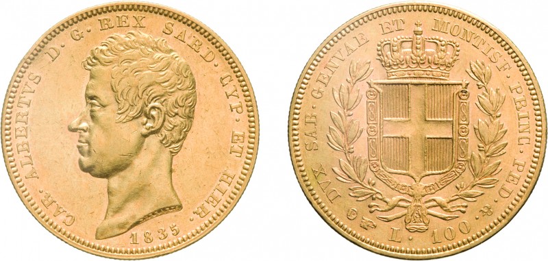 SAVOIA. CARLO ALBERTO (1831-1849). 100 LIRE 1835
Torino. Oro, 32,24 gr, 34 mm, ...