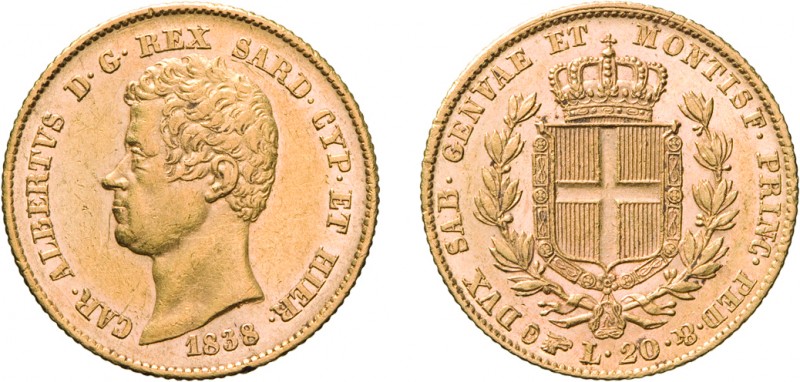 SAVOIA. CARLO ALBERTO (1831-1849). 20 LIRE 1838
Torino. Oro, 6,46 gr, 21 mm, mi...