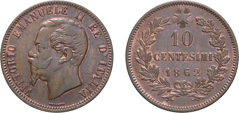 SAVOIA. VITTORIO EMANUELE II (1861-1878). 10 CENTESIMI 1862
Parigi (o Strasburg...