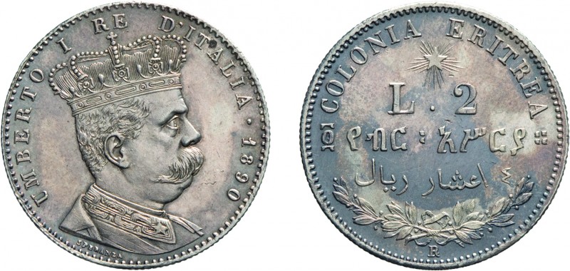 SAVOIA. ERITREA. UMBERTO I (1878-1900). 2 LIRE 1890
Roma. Argento, 10 gr, 27 mm...