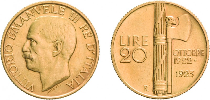 SAVOIA. VITTORIO EMANUELE III (1900-1943). 20 LIRE 1923
Oro, 6,44 gr, 20,5 mm. ...