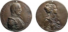 MEDAGLIE ITALIANE. PARMA. OTTAVIO FARNESE (1524-1586).
Bronzo, 80,70 gr, 62,5 mm. Fusione antica. Foro portativo.
D: OCTAVIVS FARNESIVS PARMAE ET PL...