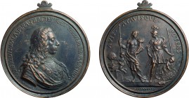 MEDAGLIE ITALIANE. MANFREDI MALASPINA (1720-1787). 
OPUS: A. SELVI
Fusione in bronzo, 198,34 gr, 92x87 mm. Appiccagnolo originale da fusione, buona ...