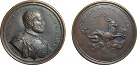 MEDAGLIE ITALIANE. COSIMO I DE MEDICI (1519-1574). OPUS: F. SELVI
Fusione in bronzo, 173,73 gr, 84 mm. Piccolo foro portativo, di ottima fattura. Ser...