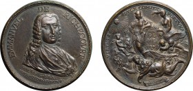 MEDAGLIE ITALIANE. EMMANUEL DE RICHECOURT (1697-1768). OPUS: G. LAPI
Fusione in bronzo, 170,10 gr, 83,5 mm. Ottima fattura, bordo modanato con lavora...