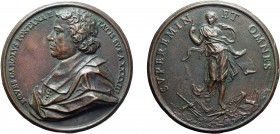 MEDAGLIE ITALIANE. CARLO FONTANA (1634-1714). OPUS: GALEOTTI
Fusione in bronzo, 127,77 gr, 72,5 mm. Fusione di buona qualità. Rara.
D: Busto drappeg...