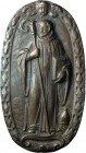 PLACCHETTE E SIGILLI. OVALE CON SANTO (XVII SECOLO)
Fusione in bronzo del XVII secolo, 60,45 gr, 108x60 mm. Bellissima fusione uniface.
D: Figura ni...