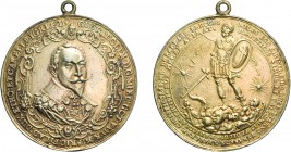 MEDAGLIE ESTERE. SVEZIA. GUSTAVO ADOLFO (1611-1632). BATTAGLIA DI BREITENFEL
Argento dorato, 51,45 gr, 56x61 mm. Di particolare qualità, appiccagnolo...