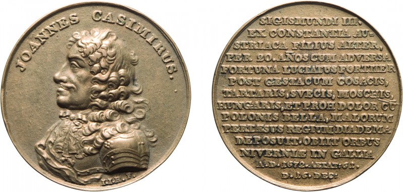 MEDAGLIE ESTERE. POLONIA. GIOVANNI CASIMIRO (1648-1668)
Bronzo, 31,21 gr, 43 mm...