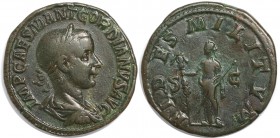 Römische Münzen, MÜNZEN DER RÖMISCHEN KAISERZEIT. Gordian III., Sesterz 238-244 n. Chr., 21,63 g. Ric.: 254a, C.: 88. Sehr schön, Dunkelgrüne Patina...