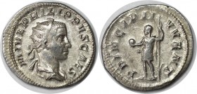 Römische Münzen, MÜNZEN DER RÖMISCHEN KAISERZEIT. Philipp II. Sohn Philipps I. Doppeldenar, 247-249 n. Chr. Silber. 3,75 g. RIC 220. Vorzüglich
