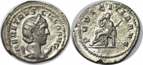 Römische Münzen, MÜNZEN DER RÖMISCHEN KAISERZEIT. Rom. Herennia Etruscilla. Antoninianus 249-251 n. Chr. Silber. 4.67 g. RIC 59b. Stempelglanz