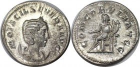 Römische Münzen, MÜNZEN DER RÖMISCHEN KAISERZEIT. Rom. Otacilia Severa 244-249 n. Chr., Antoninianus 252 n. Chr. Silber. 2.64 g. RIC 125c. Stempelglan...