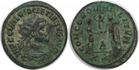 Römische Münzen, MÜNZEN DER RÖMISCHEN KAISERZEIT. Diocletianus 284-305 n. Chr. Antoninianus. Vs.: Büste mit Strahlenkrone r. Rs.: Diocletian empfängt ...