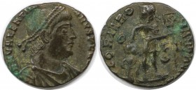 Römische Münzen, MÜNZEN DER RÖMISCHEN KAISERZEIT. Valentinianus I. (364-375 n.Chr). Kleinbronze (2.30 g). Vs.: DN VALENTINIANVS PF AVG, Drapierte Büst...