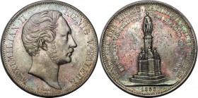 Altdeutsche Münzen und Medaillen, BAYERN / BAVARIA. Maximilian II. (1848-1864). Doppeltaler 1856, Denkmal in Lindau. Silber. KM 850, AKS 167. Sehr sch...