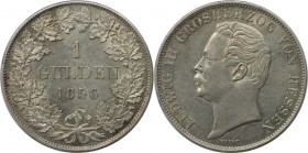 Altdeutsche Münzen und Medaillen, HESSEN - DARMSTADT. Ludwig III. (1848-1877). Gulden 1856, Darmstadt. Silber. AKS 123, Jaeger 49b. Sehr schön-vorzügl...