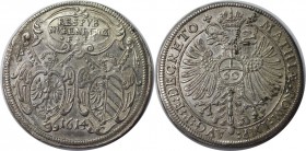 Altdeutsche Münzen und Medaillen, NÜRNBERG, STADT. Reichsguldiner zu 60 Kreuzer 1614, mit Titel Matthias. Silber. Dav. 90. Vorzüglich