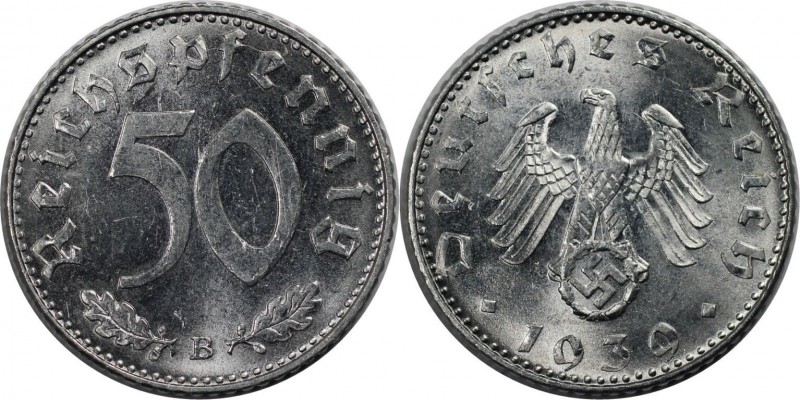 Deutsche Münzen und Medaillen ab 1871, REICHSKLEINMÜNZEN. 50 Reichspfennig 1939 ...