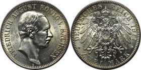 Deutsche Münzen und Medaillen ab 1871, REICHSSILBERMÜNZEN, Sachsen. Friedrich August III. (1904-1918). 2 Mark 1914 E. Silber. Jaeger 134. Stempelglanz...
