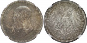 Deutsche Münzen und Medaillen ab 1871, REICHSSILBERMÜNZEN, Sachsen-Meiningen. Georg II. (1866-1914). 3 Mark 1908 D. Silber. Jaeger 152. NGC MS-65