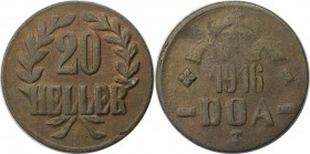 Deutsche Münzen und Medaillen ab 1871, DEUTSCHE KOLONIEN. DEUTSCH OSTAFRIKA DOA (Tabora). 20 Heller 1916 T. Jaeger 727. Sehr schön
