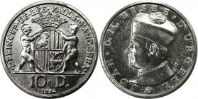 Europäische Münzen und Medaillen, Andorra. Joan D.M. Bisbe d'Urgell. 10 Diners 1984. 8,0 g. 0.900 Silber. 0.23 OZ. KM 17. Stempelglanz