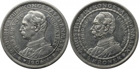 Europäische Münzen und Medaillen, Dänemark / Denmark. Zum Tode von Christian IX. und Krönung Frederik VIII. 2 Kroner 1906. Silber. KM 803. Fast Vorzüg...